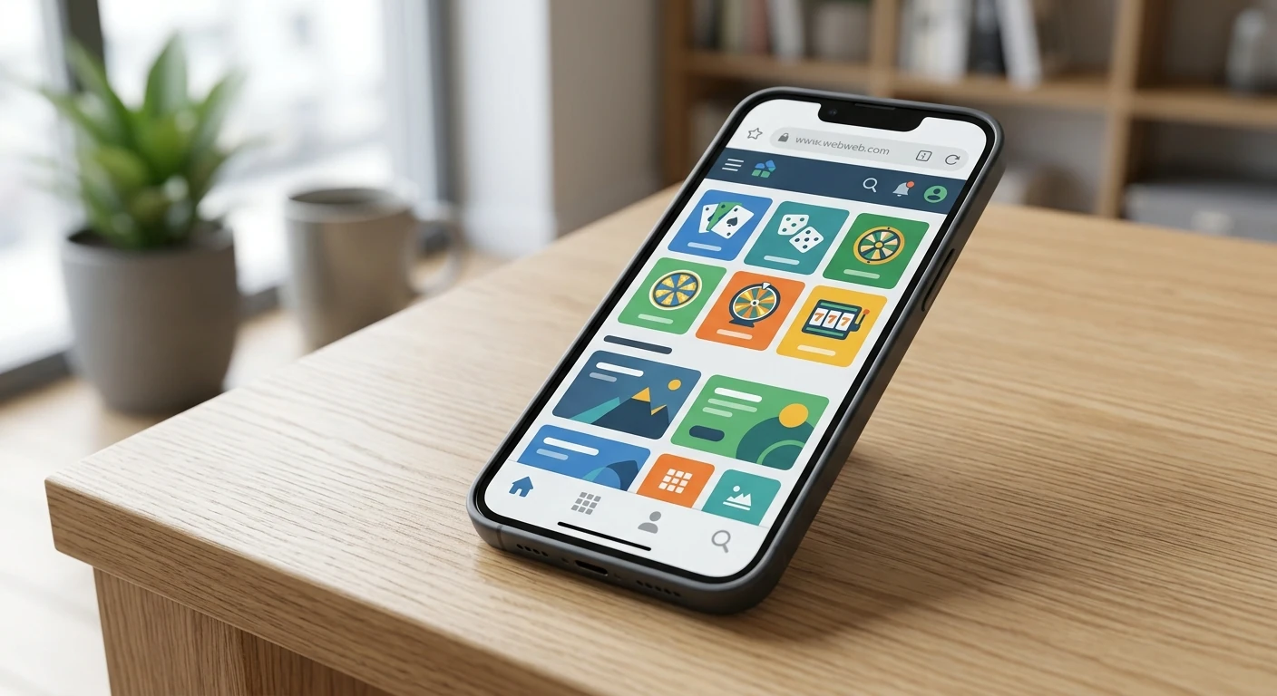 Generic smartphone showing a neutral browser-based casino concept without brand interface details