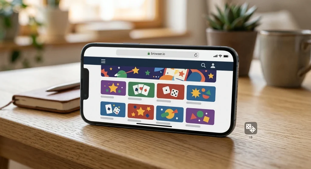 Generic smartphone with an abstract casino browser layout and no brand interface or logos